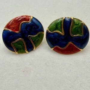 Vintage Enamel Pierced earrings